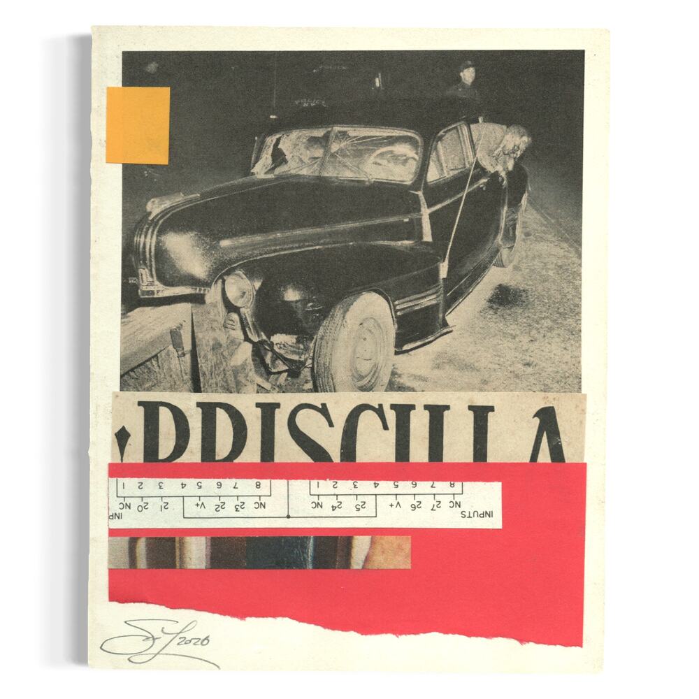 Original Mixed Media Modern Art Collage "Priscilla" 5.25x6.75" Signed